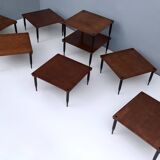 Square Walnut Coffee Table Model "T8" by Vico Magistretti for Azucena, Italy