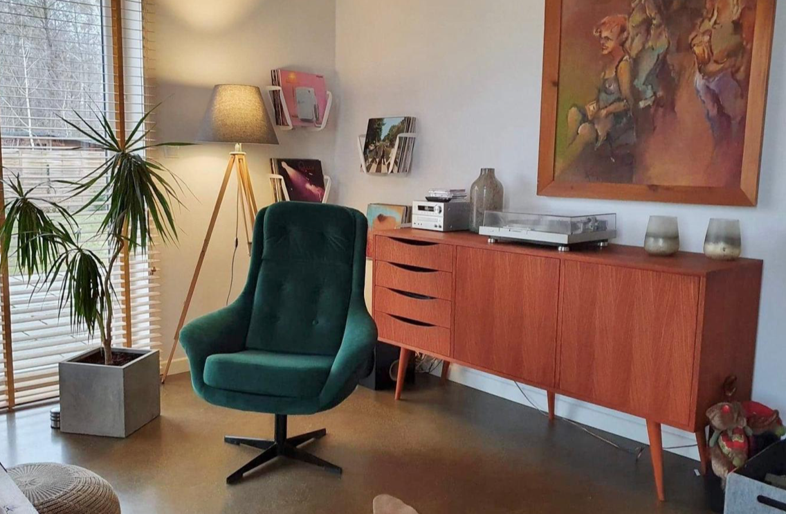 Polish vintage swivel chair WEGA from 70s in velvet