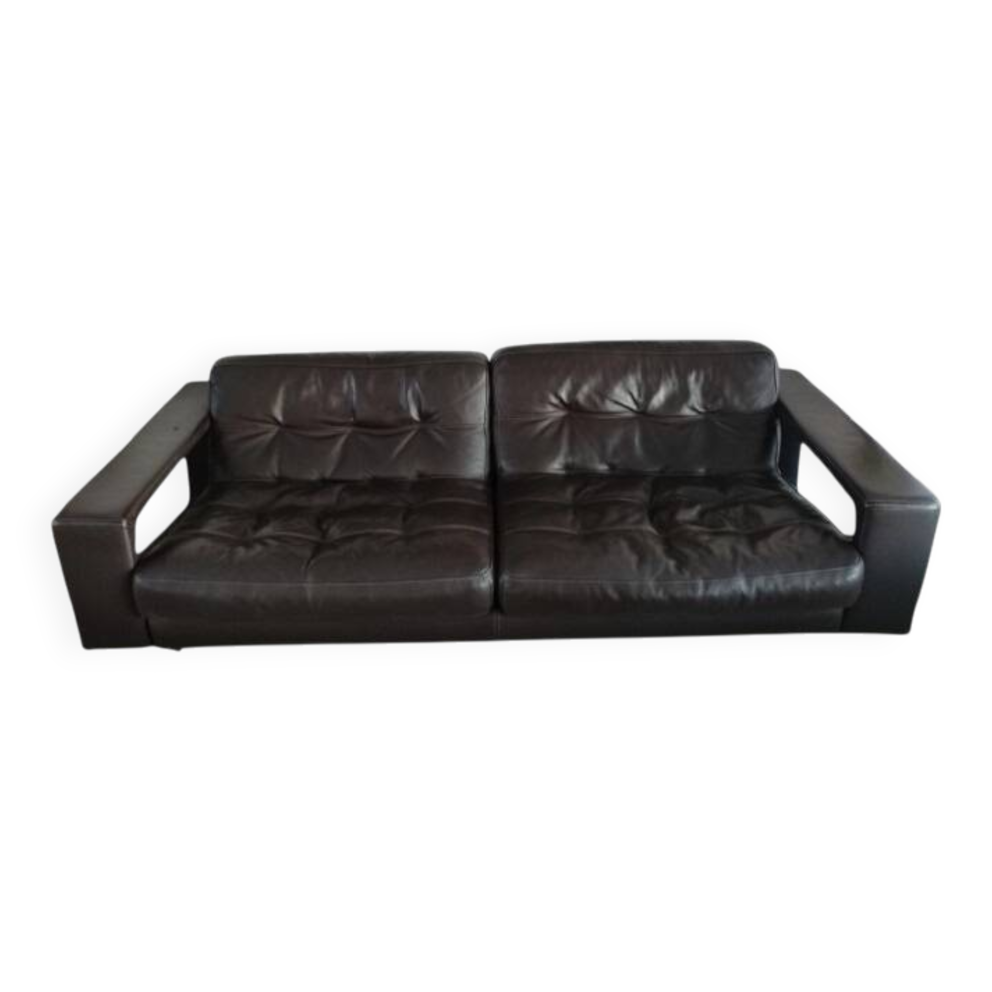 Leather lounge set – Steiner Paris – aluminium base – 1970s/1980s