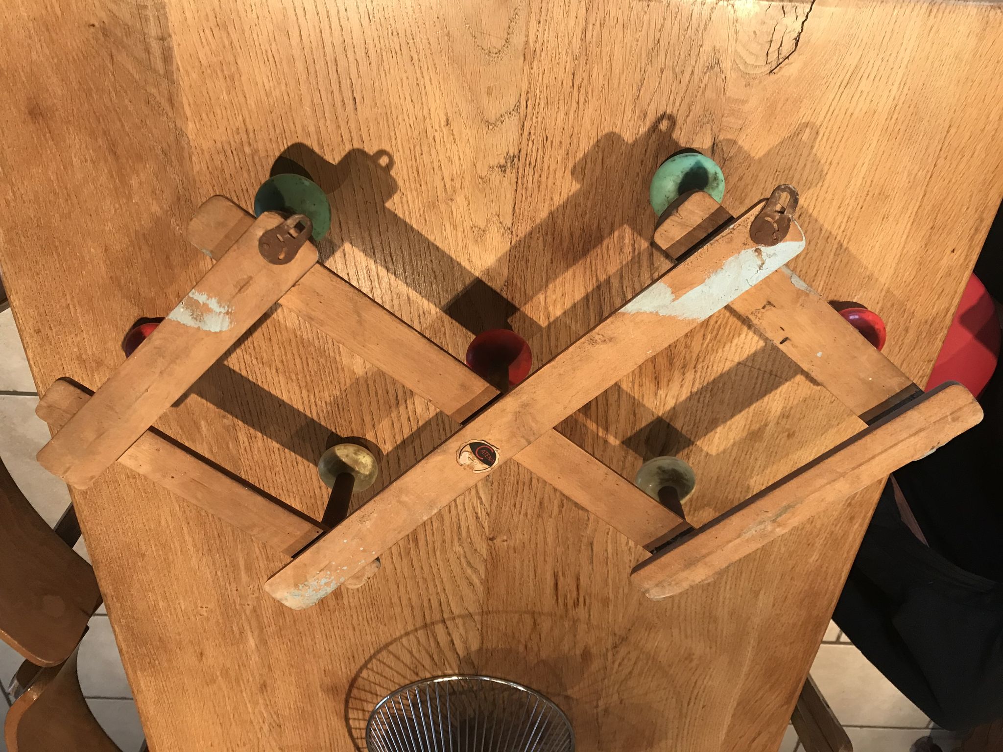 Colorful vintage wooden hanger