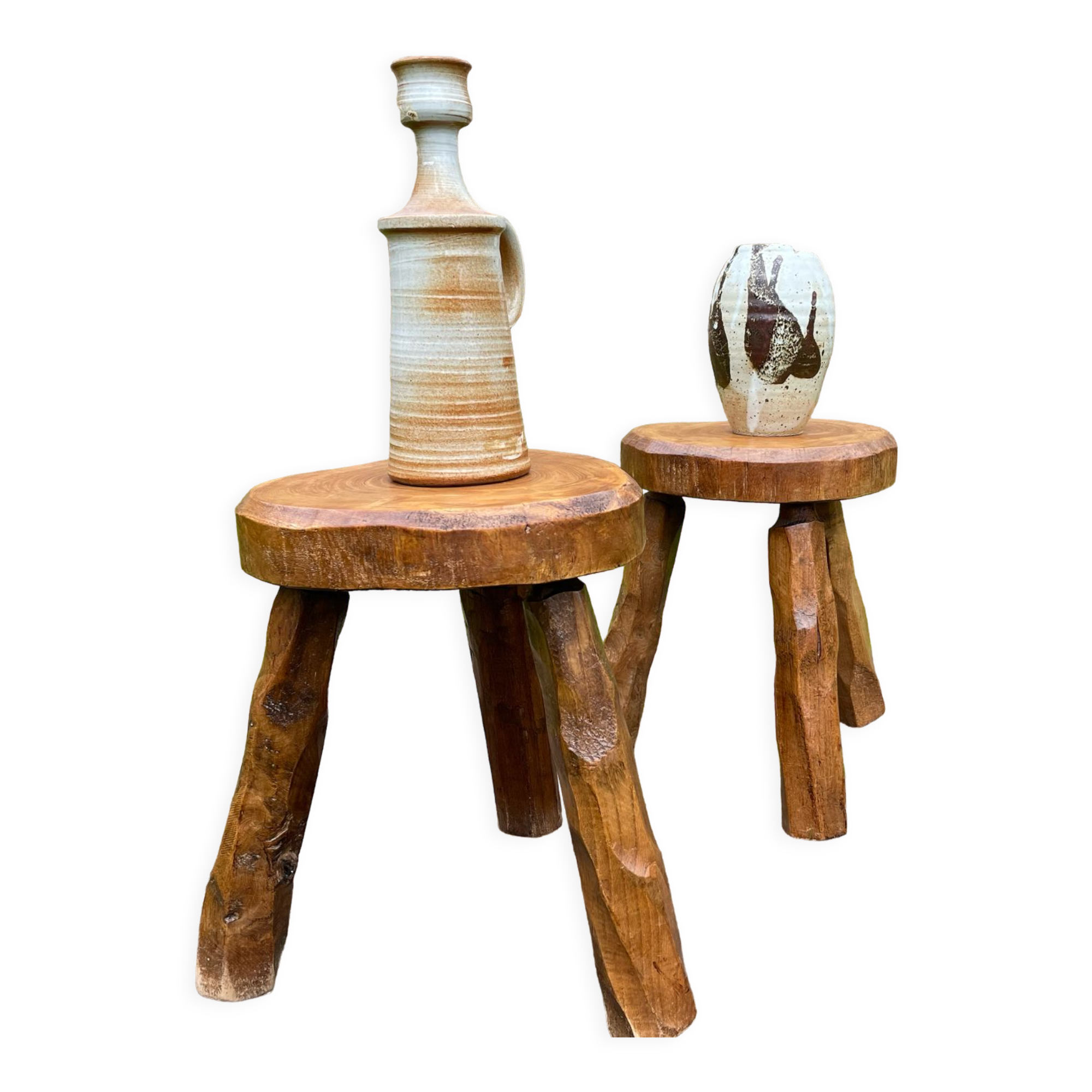 Pair of vintage brutalist stools