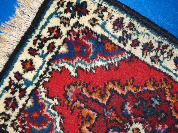 Vintage persian carpet hamadan handmade 1.3' x 1.9' (40cm x 60cm) 1970s, 1c761