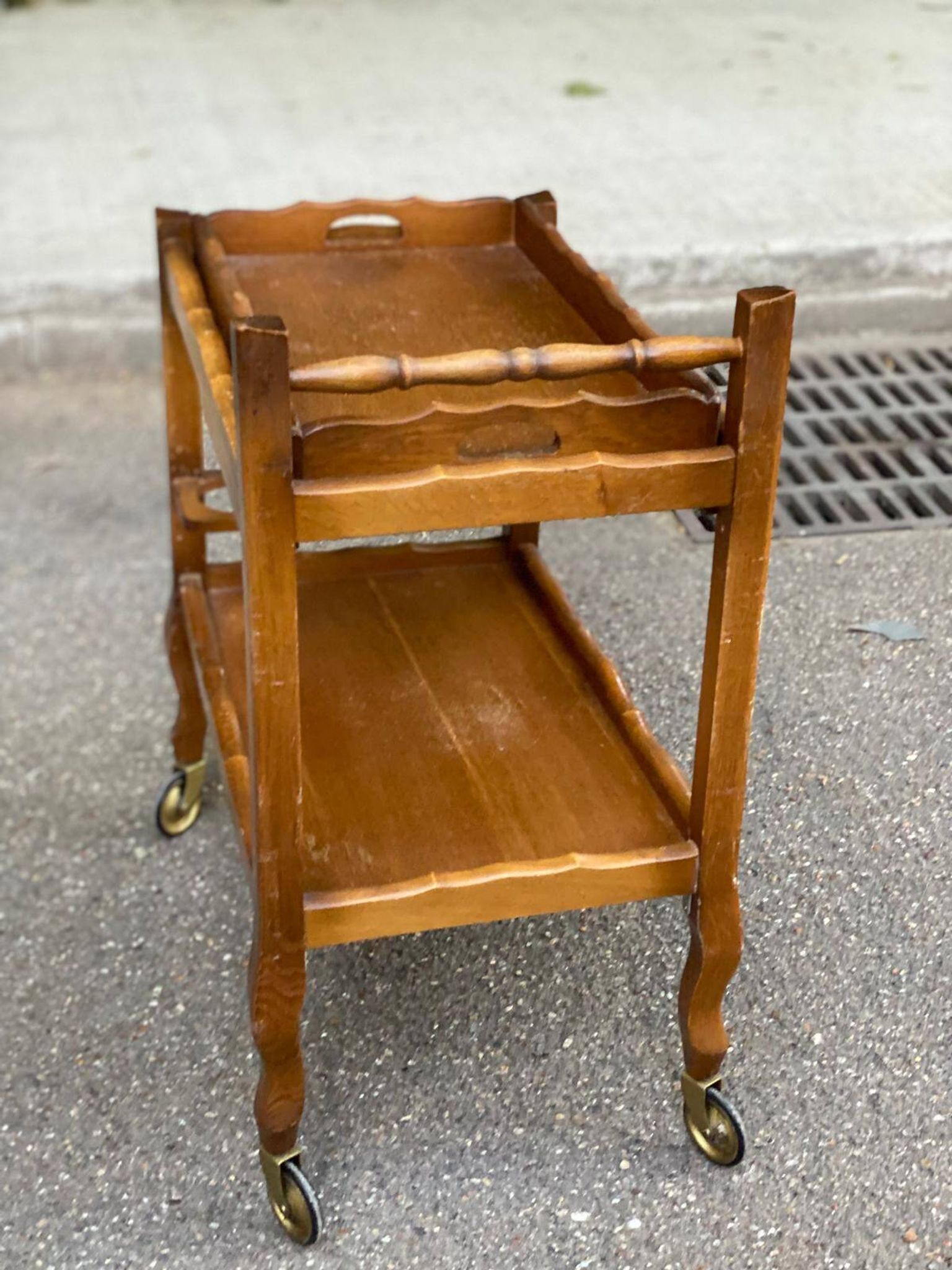 Vintage dessert bar trolley on wheels with removable tray