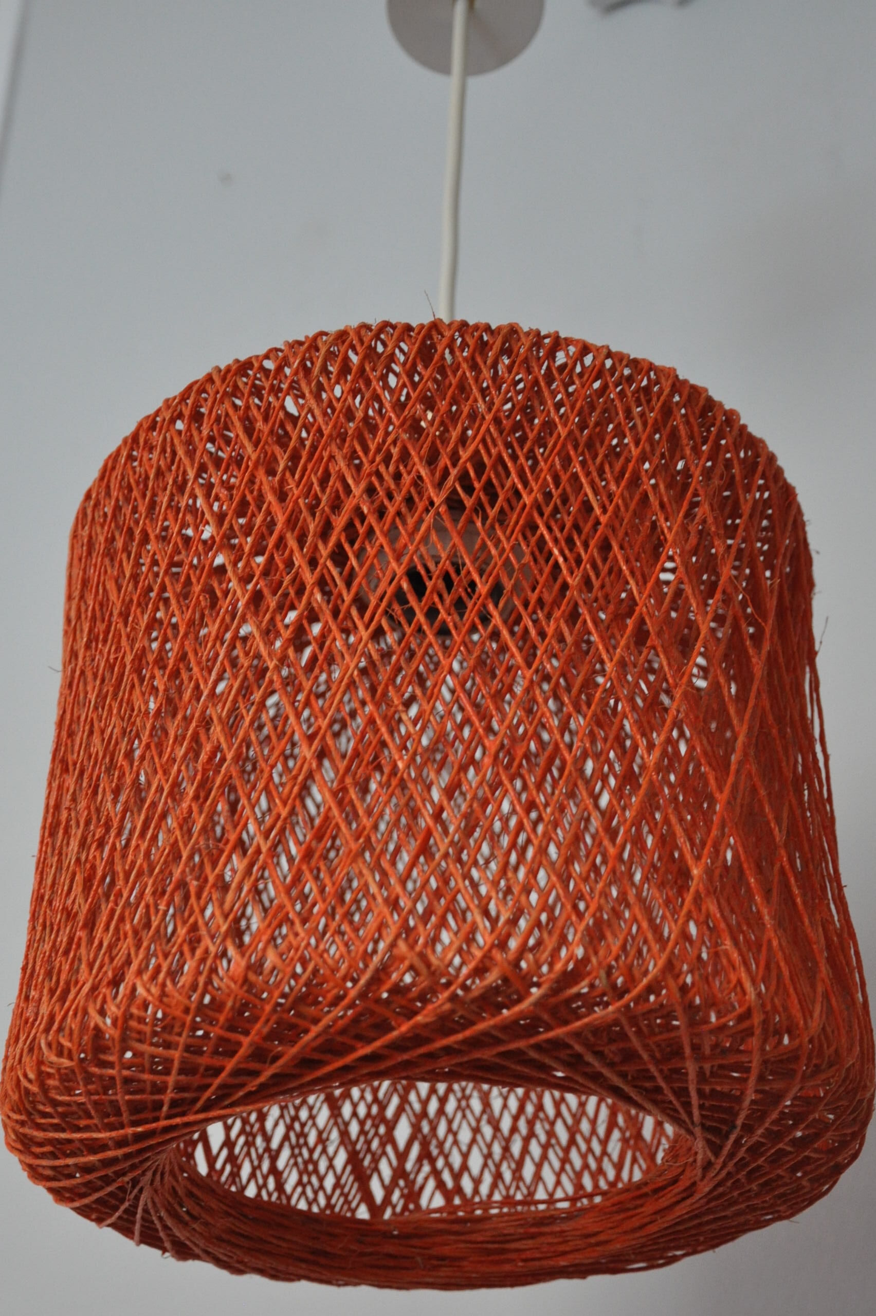 Hanging lamp in braided orange threads 50