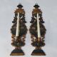 Pair of mountain appliques Savoy vintage painted wood