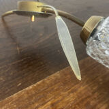 Pair of retro wall lights, brass and glass