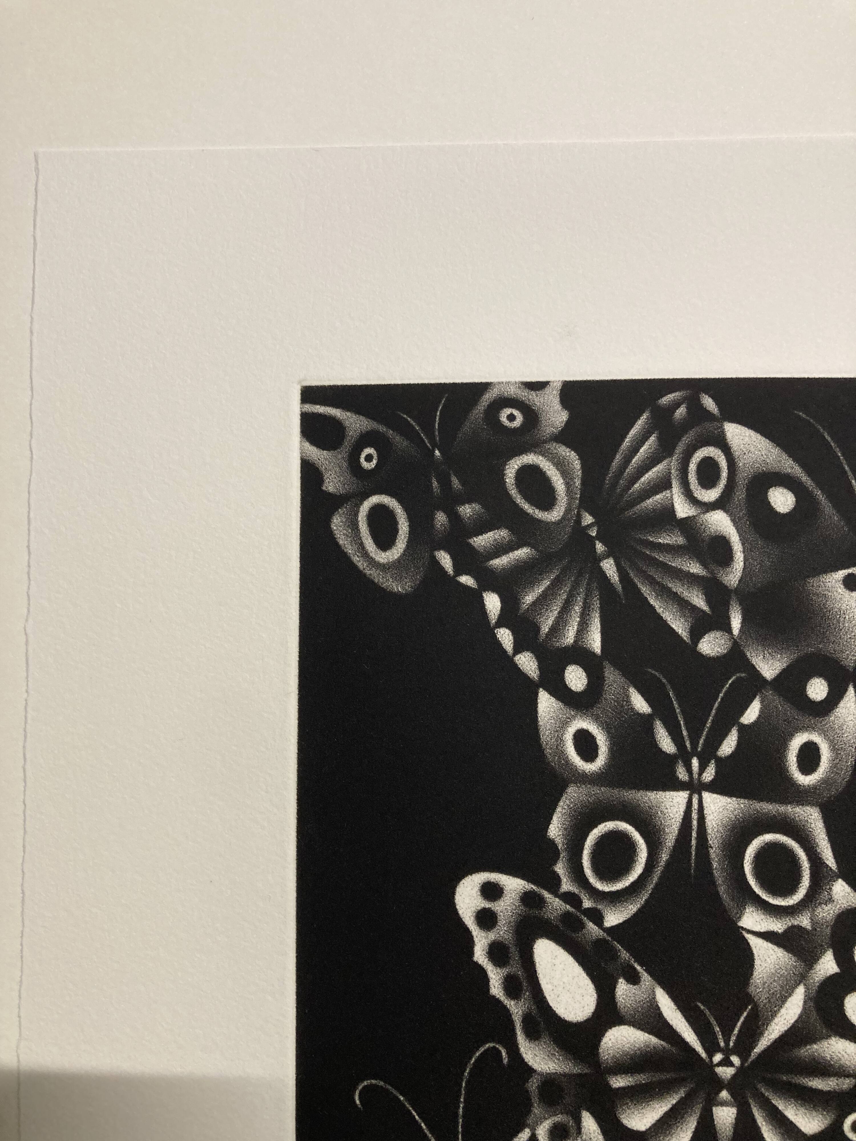 Mario avati (1921-2009), butterflies, black manner, 1970