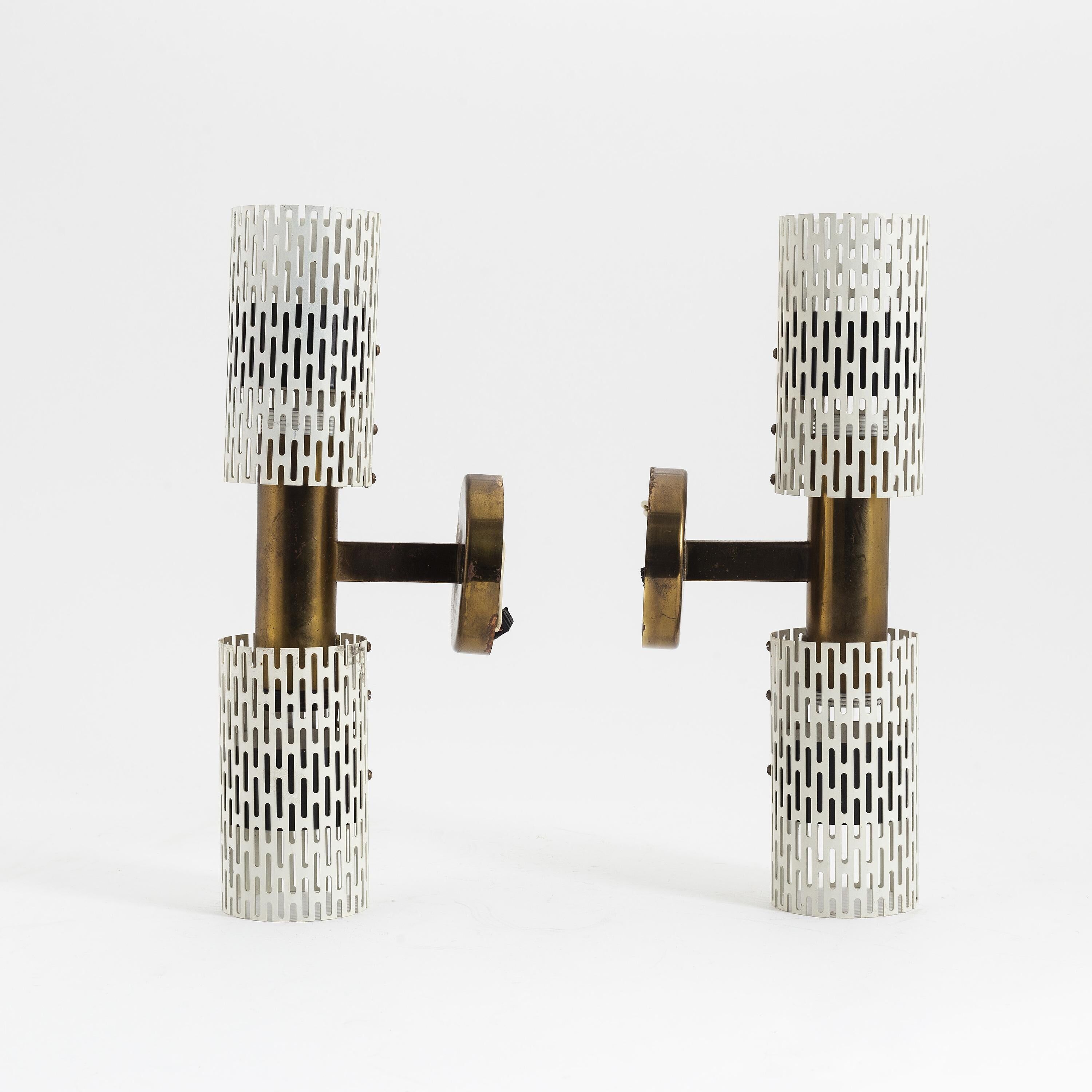 Rare pair of wall lights by Harald Notini model 11262 for Bohlmarks, 1950.