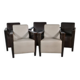 Franz Fertig Dresden leather armchair design, set of 5, 1960s
