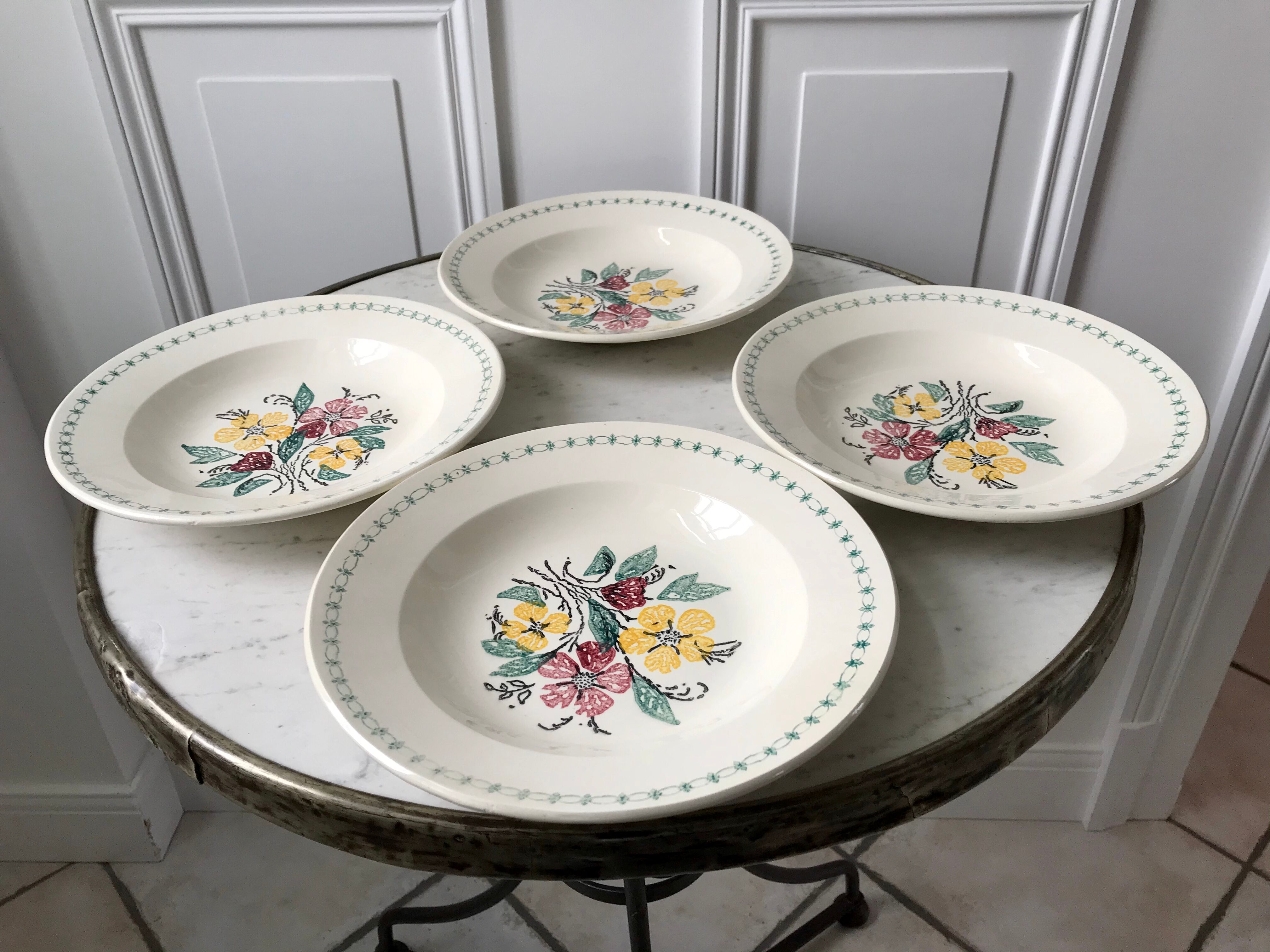 Set of 4 hollow plates Digoin Sarreguemines