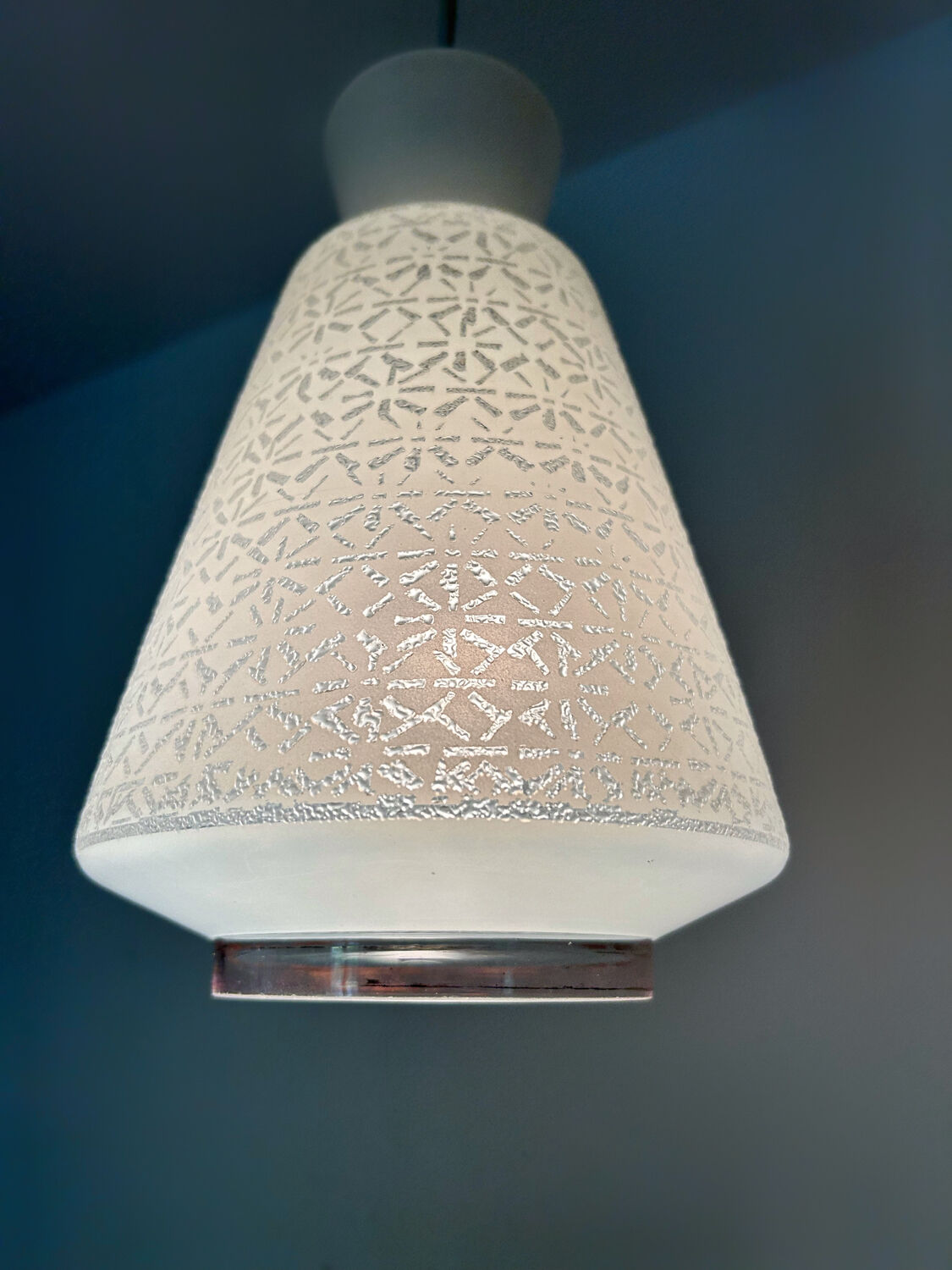 Designer glass pendant light from the 60s