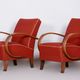 Pair of red Art Deco armchairs made in the 1930