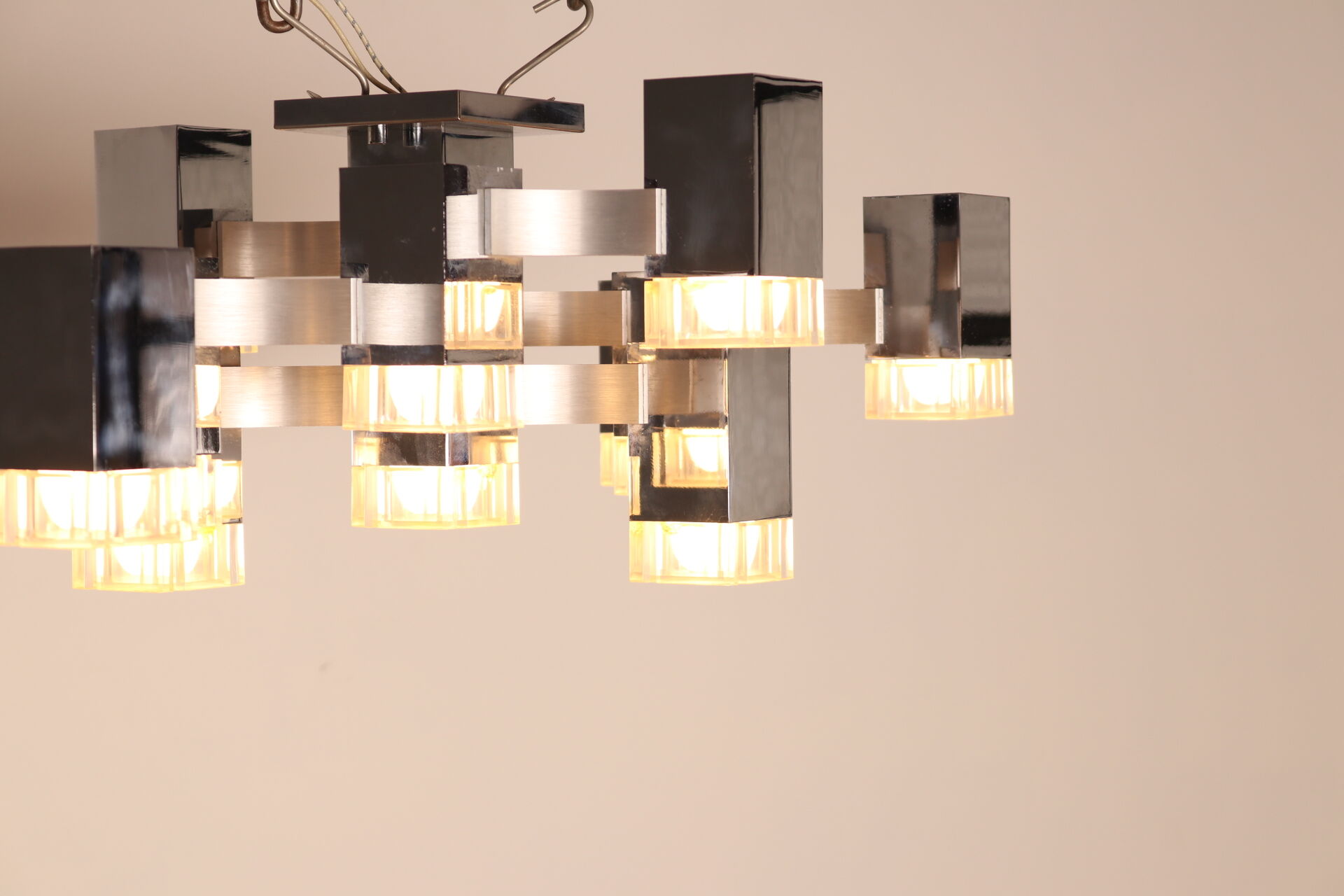 Ceiling light model 'Cubic' with 13 light units by Sciolari - Italy - 1970's