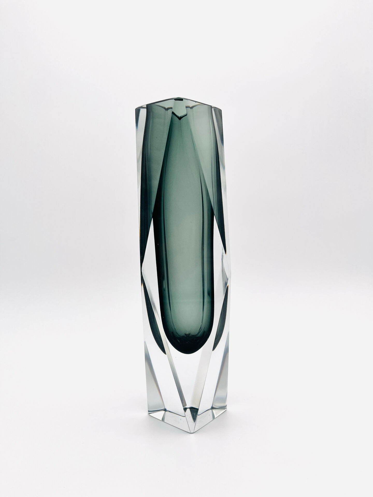 Vase XXL 30cm Murano Sommerso Alessandro Mandruzzato Gris Fumé