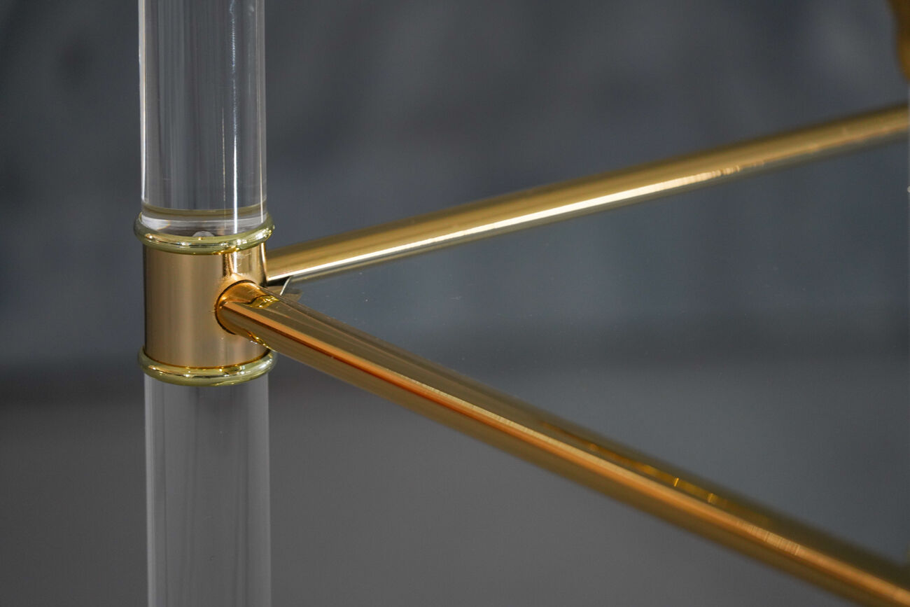 Vintage brass and lucite serving trolley, France 1960s