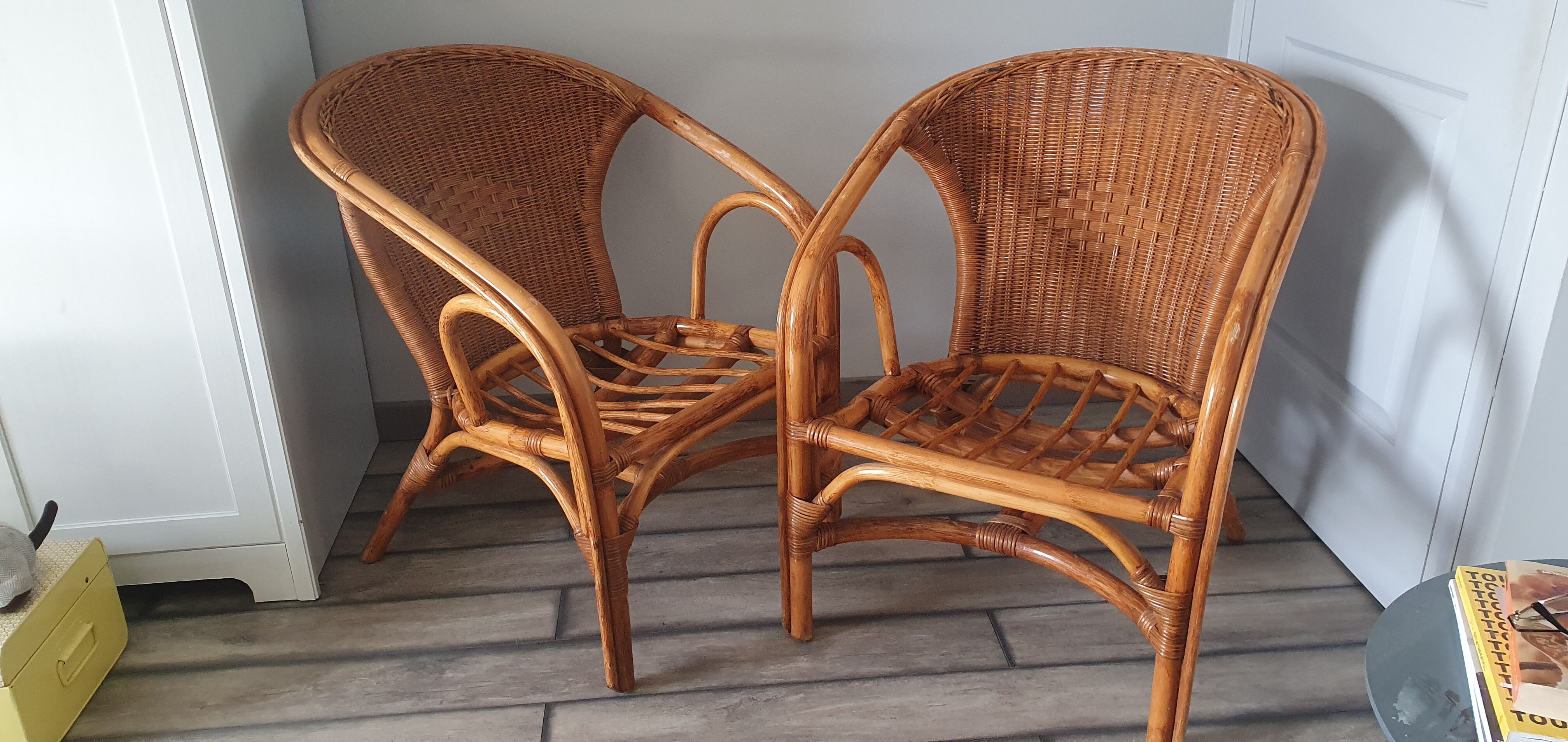 Rattan armchairs