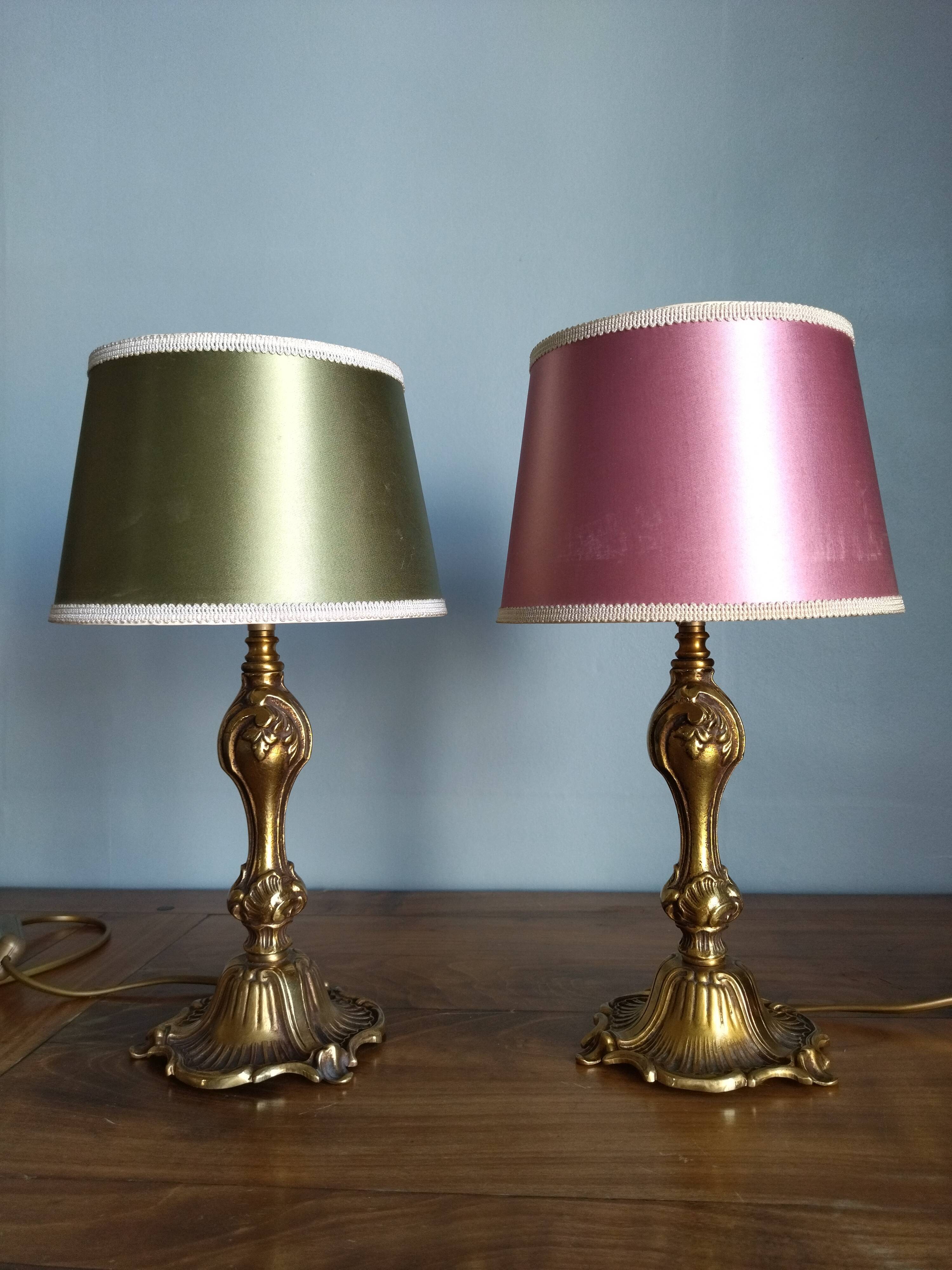 Pair of vintage bronze lamps