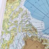 North Pole Arctic Ocean Greenland Iceland vintage map from 1950