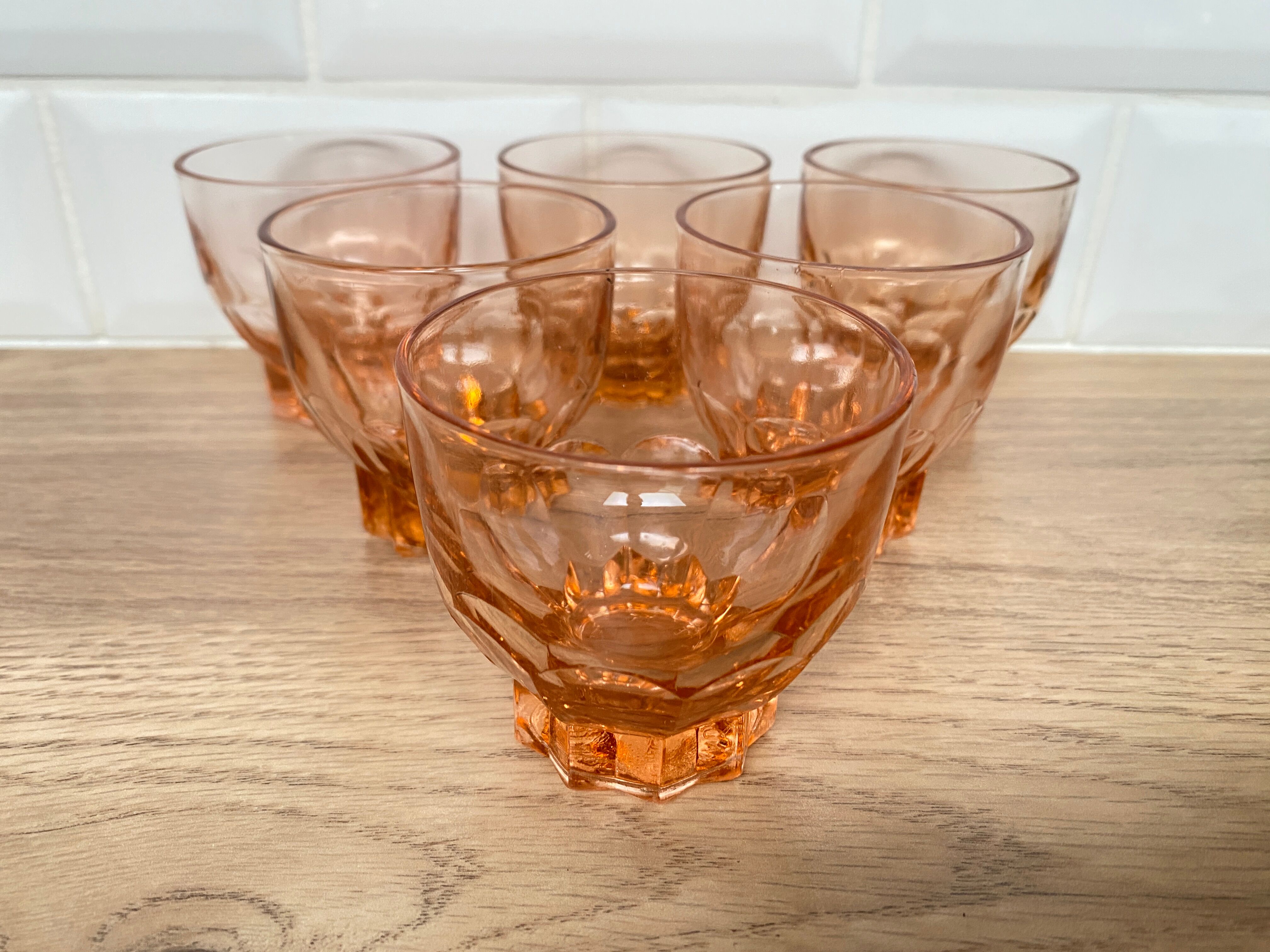 Set de 6 verres vintage Luminarc étoile rose