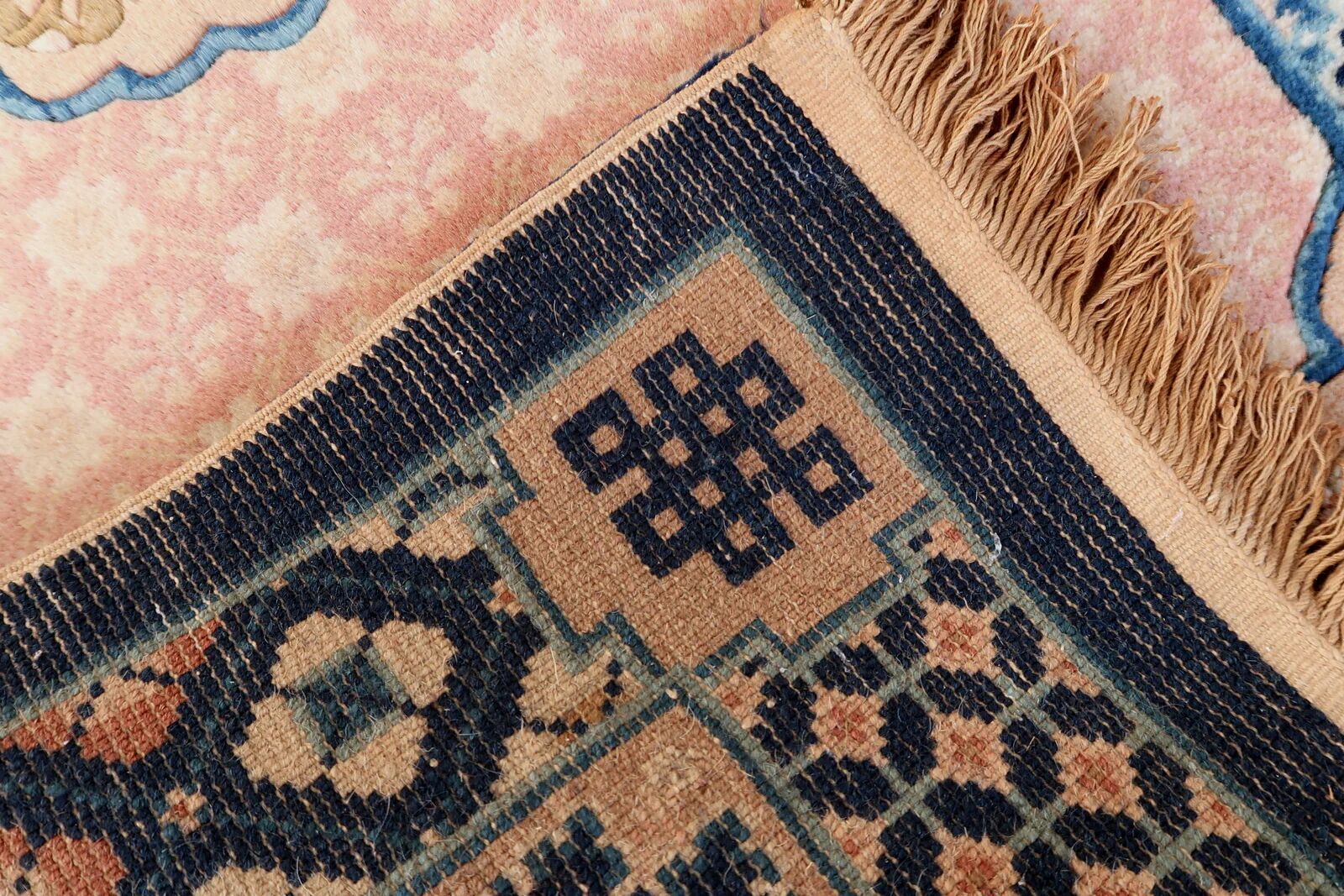 Antique 1930s Chinese Art Deco rug 64cm x 123cm - 1C1261