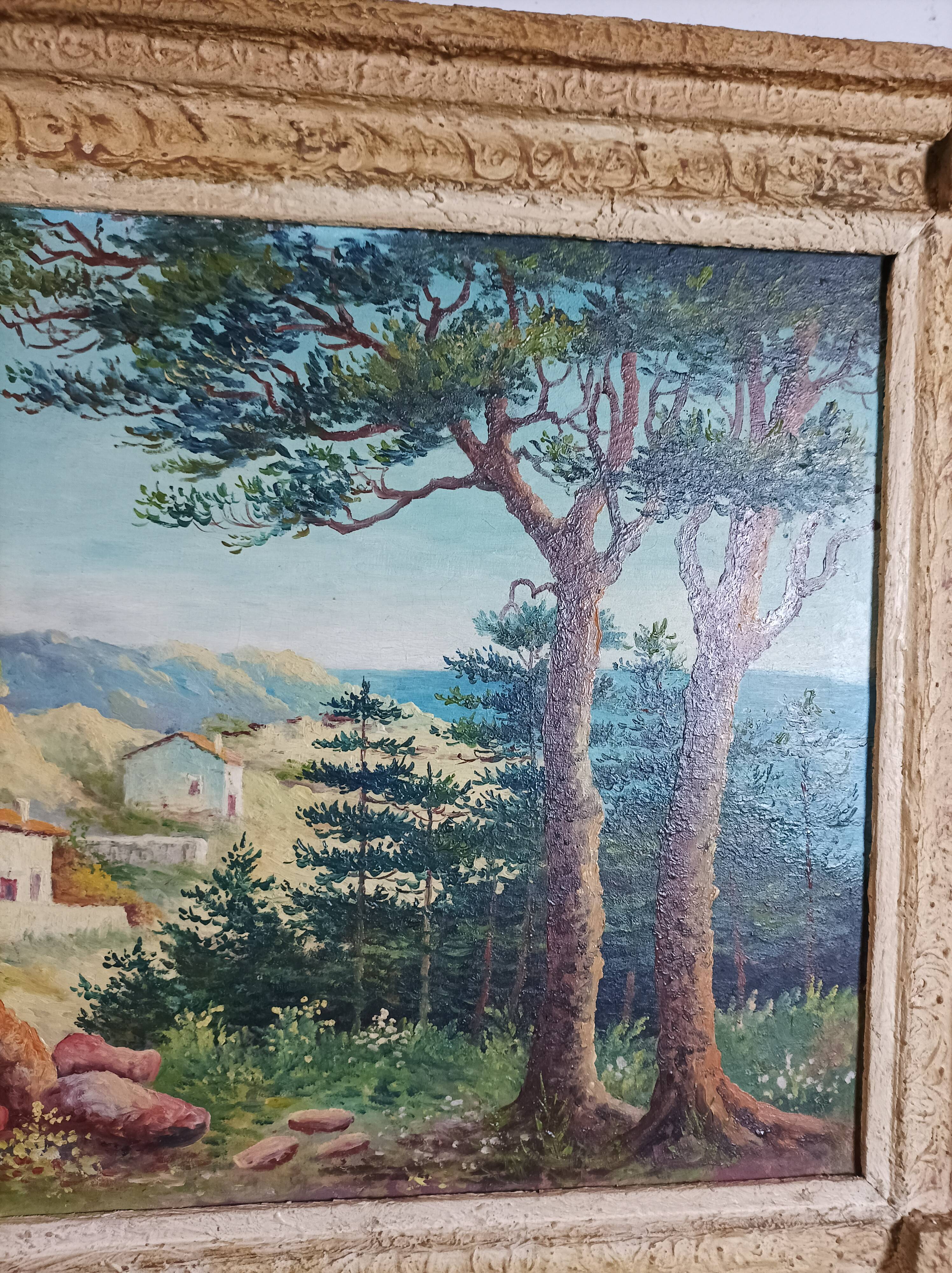 Oil painting on panel signed Robert Pichon landscape