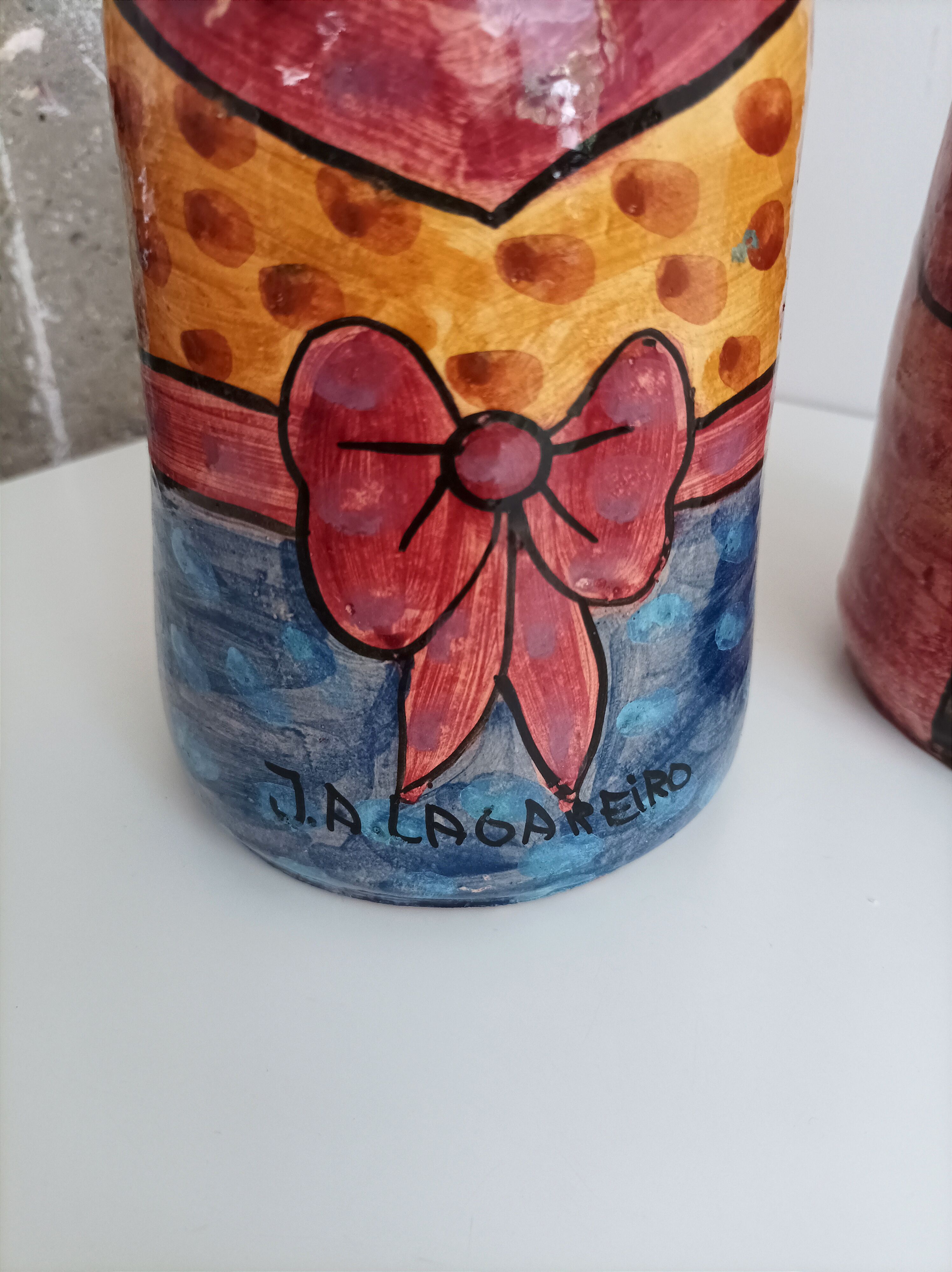 Pair of large terracotta pots signed, Portugal 80s