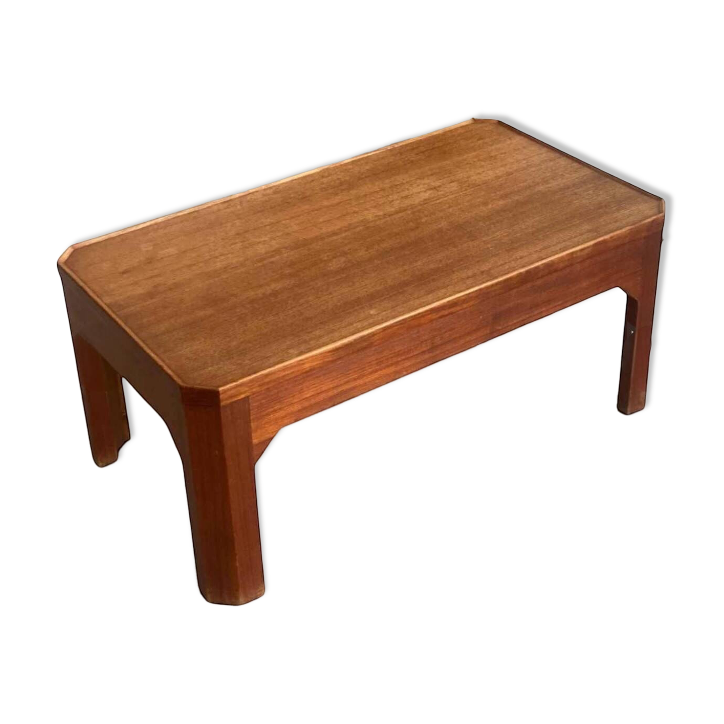 Teak coffee table with beveled legs, circa 1960