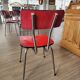 Vintage Lafague red formica set, 1 table, 6 chairs and 1 stool