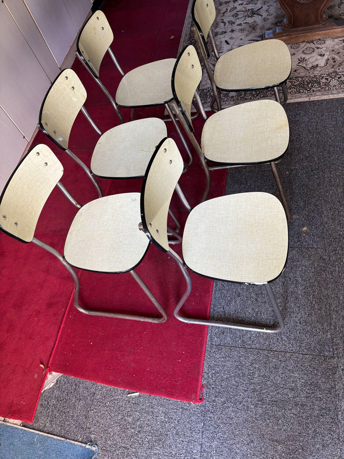 6 vintage design Formica and stainless steel chairs