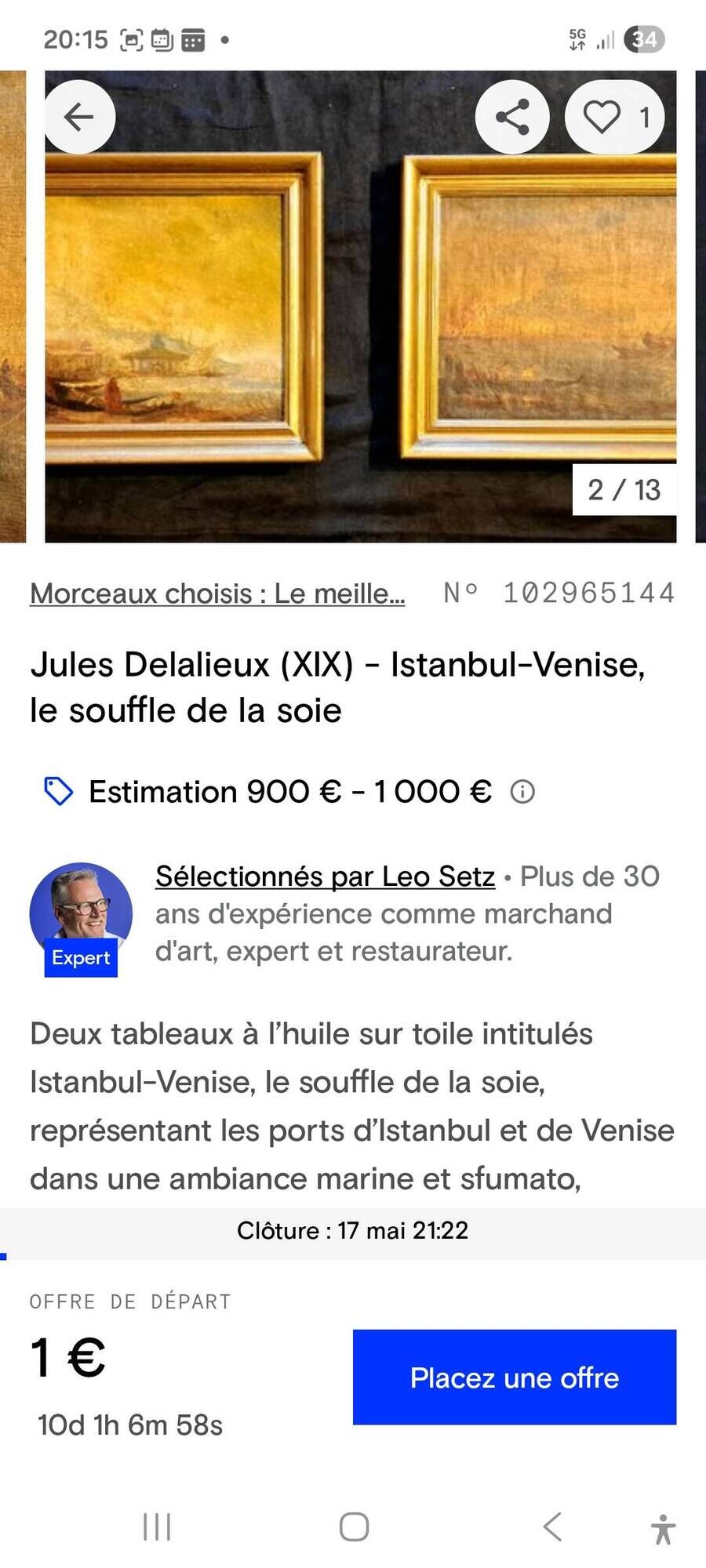 Paire de tableaux impressionnistes, HST Marine orientaliste XIXème siècle