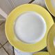 set of 6 flat plates Moulin des Loups textured canary yellow 50s