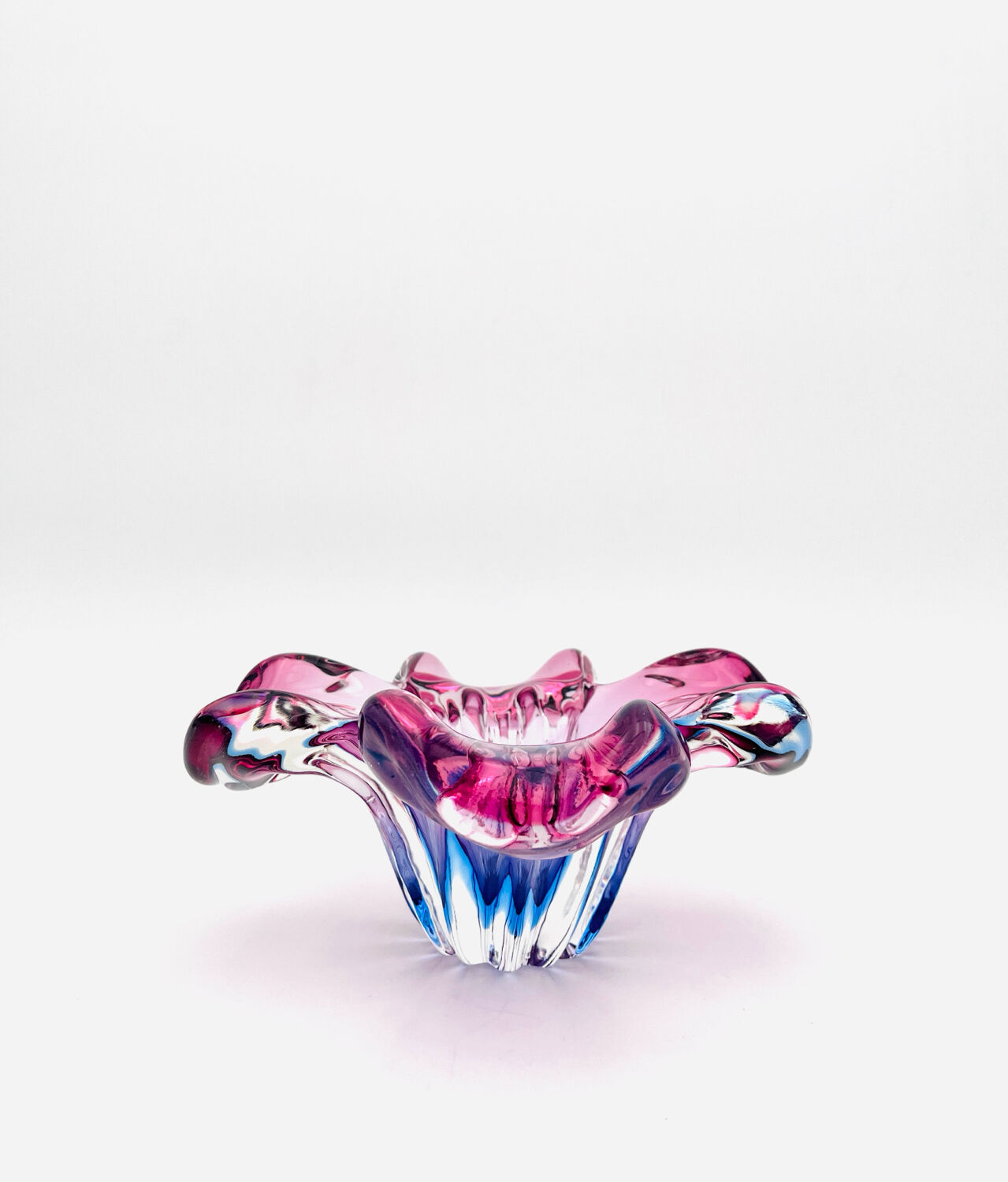 Sculptural bowl by Josef Hospodka, Bohemian Crystal, Chribska, circa 1960.
