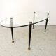 Table basse vintage 1950 verre métal et laiton