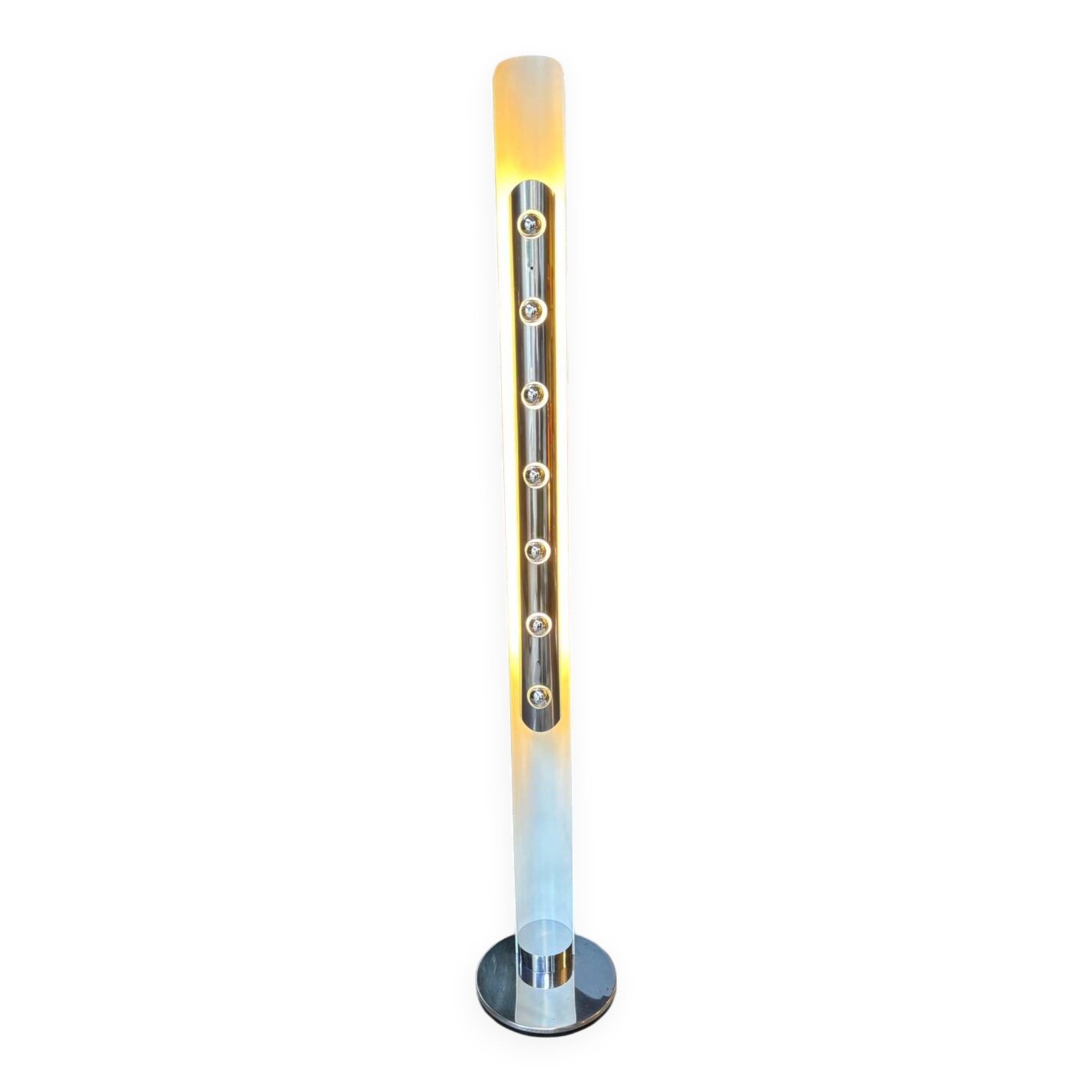 Vintage design floor lamp in chrome and white metal 70'