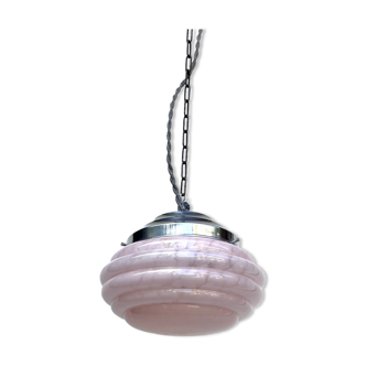 Opaline pink marbled suspension 1930 diameter 22 cm