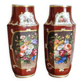 Duo de vases XIXe en porcelaine de Paris J.P