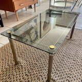 Glass and brass coffee table