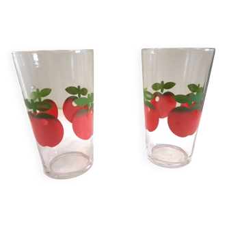 Lot de deux verres à orangeade, motifs "pommes" Henkel