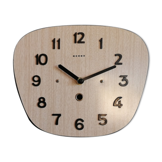 Vintage clock formica silent wall clock "Beroz beige wood"