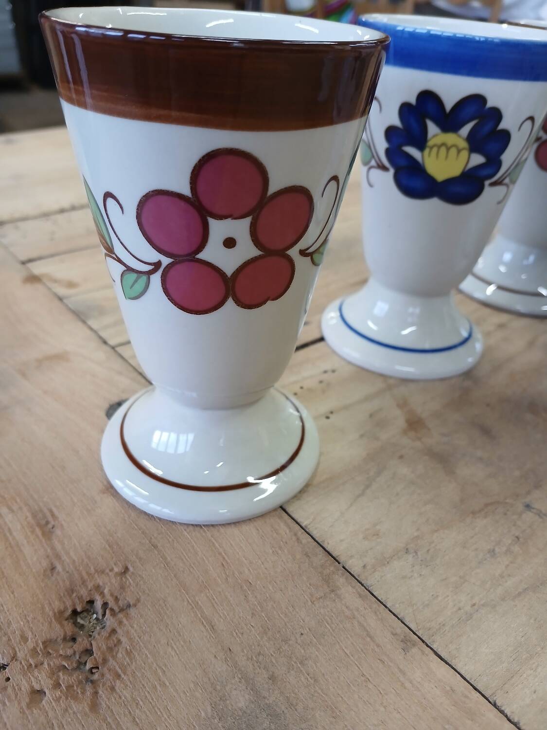 7 old glazed stoneware mazagrans