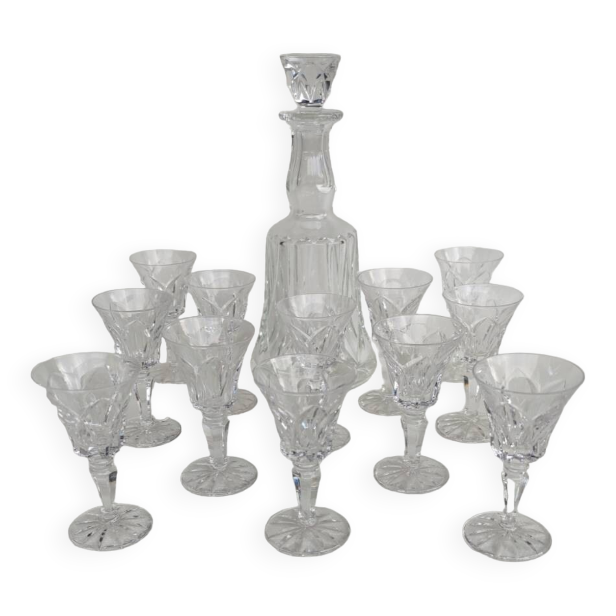 Saint Louis crystal liqueur service, Camargue model, 1970s.