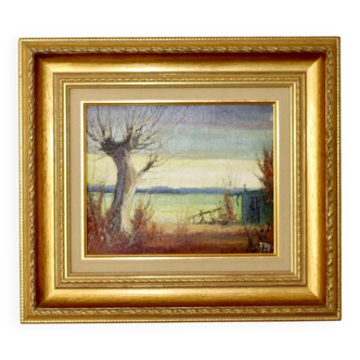Original Swedish Mid-Century Oil on Panel" Nature" by Harry Petersen - Vintage and Framed
