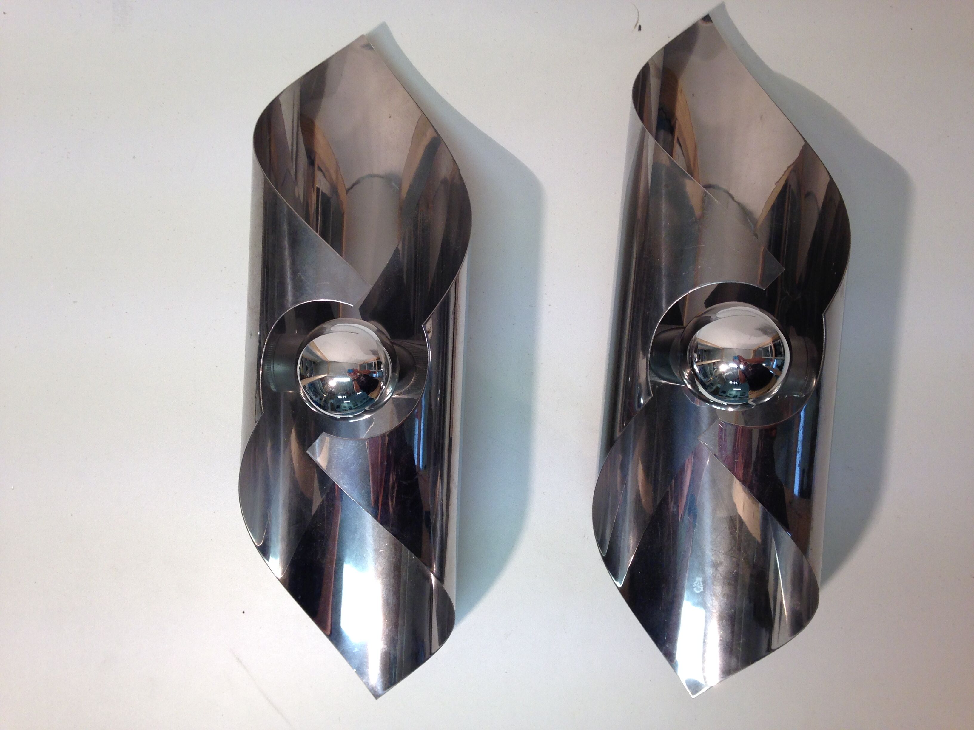 Italian aluminum wall sconces 1970