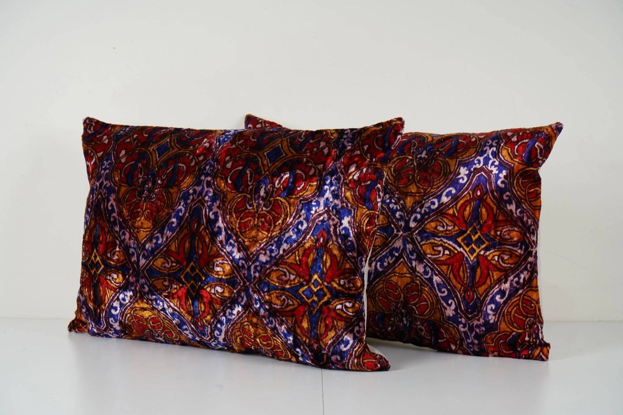 Set of 2 vintage velvet cushion covers 41x61 cm