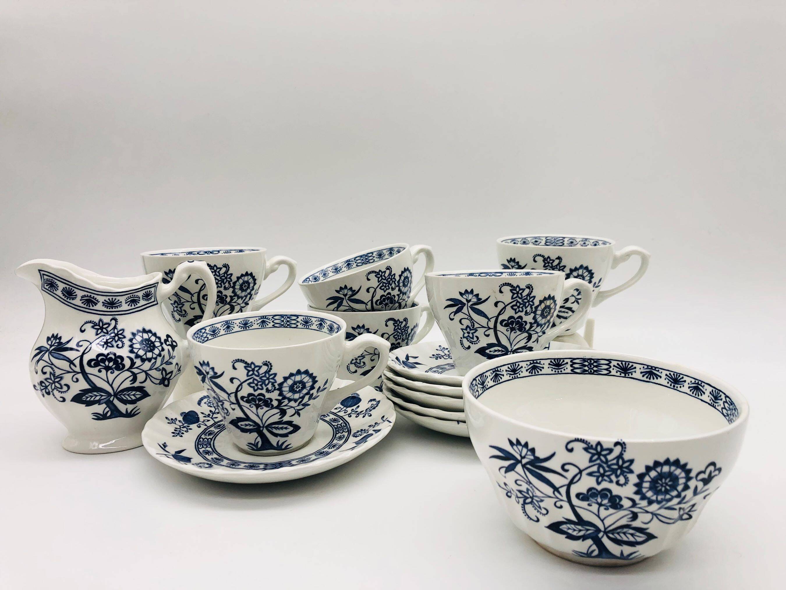 Service à café, J & G Meakin Classic White Blue Nordic.