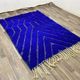 Tapis en laine pure fait main sur mesure traditionnelle bleu 1,5/2,5 m
