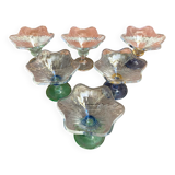 Set of 6 Ice Cream Bowls Design LA ROCHERE Coloured Glass France #D848