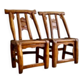 Set of 2 chairs in Chinese elm.