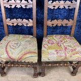Pair of Renaissance Style Walnut Chairs with Sloping Backs