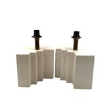 Hollywood regency set of 2 ceramic table Lamps, France 1970s